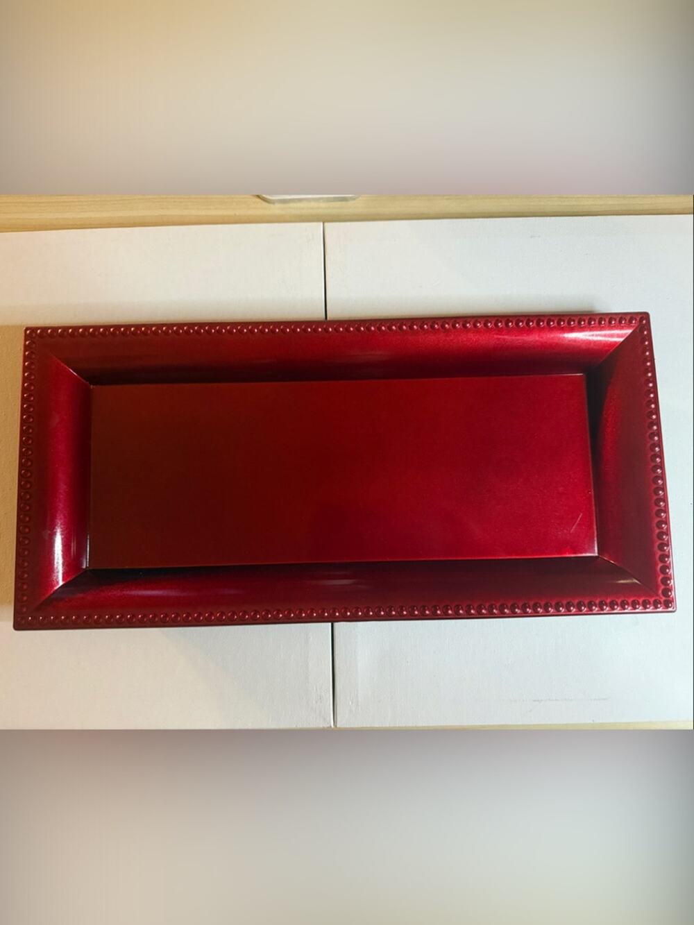 Red Decorative Rectangular Serving Tray - Home Bath